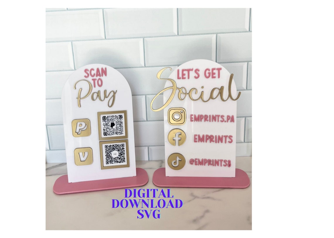 Qr Display Sign QR Code Display Sign Template Acrylic Social Media Sign QR Code Payment ...