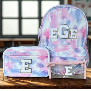 Ensemble sac à dos scolaire monogramme pour fille avec boîte à lunch assortie Cadeau personnalisé pour la rentrée des classes Ensemble sac à dos et cartable pour enfants personnalisé