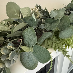Eucalyptus Garland Fireplace Mantel greenery decor for living room faux flower arrangement wedding table runner boho style spring garland