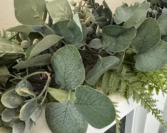 Eucalyptus Garland Fireplace Mantel greenery decor for living room faux flower arrangement wedding table runner boho style spring garland
