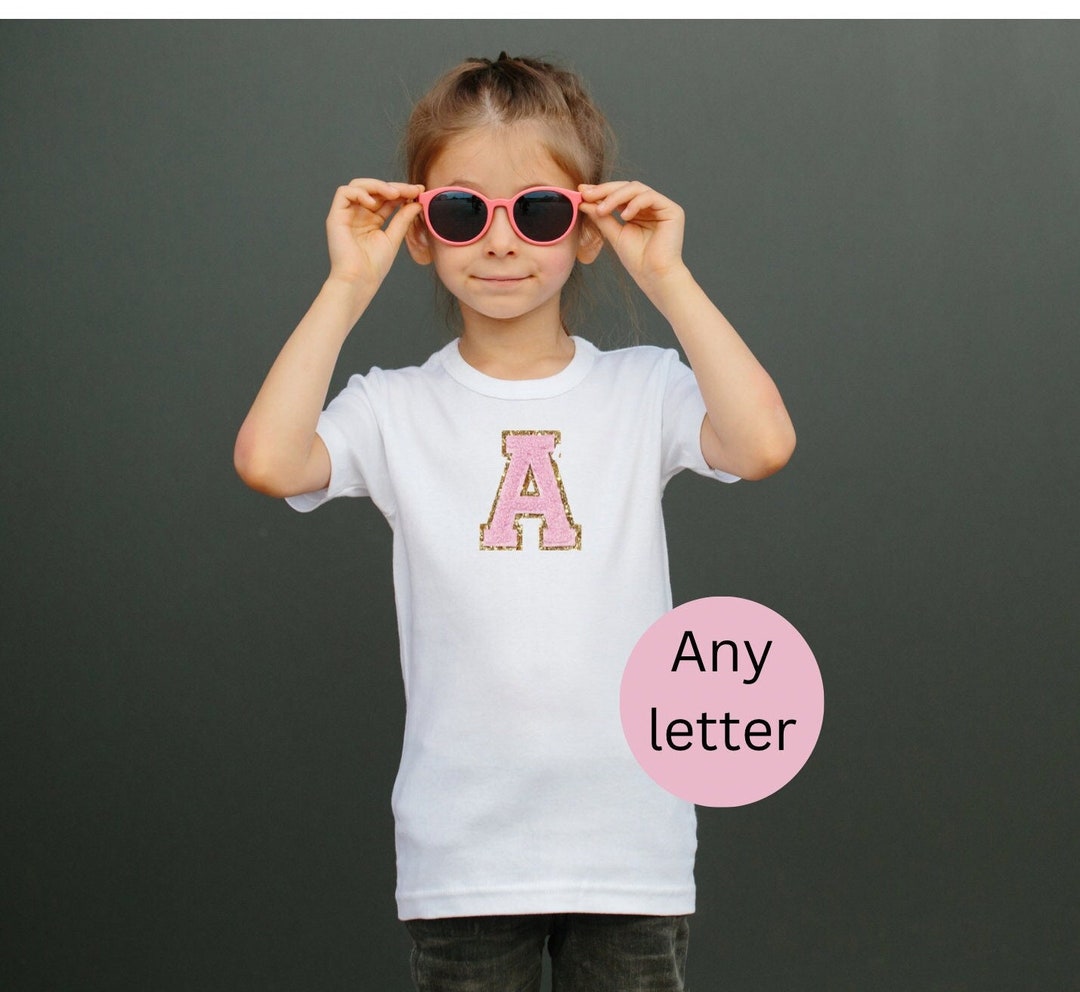 Custom Initial Shirt for Kids Initial T Shirt Youth Chenille Initial