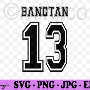 BTS Bangtan 13 Varsity Design - Svg Png Jpg Downloadable File - Cricut Silhoutte Vector File Digital Instant Download
