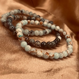 4mm Beaded Crystal Bracelet Set Blue Apatite, Labradorite, Indian Agate Mixture Multiple Healing Effects