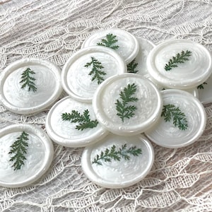Wax Seal Stickers- Wedding Invitation Wax Seals- Dried Flower Wax Seals- Baby Fern Wax Seals- Flower Wax Seals- Fern Wax Seals- Wax Stickers