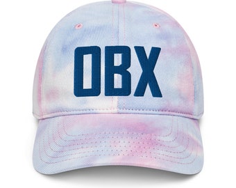 OBX Airport Code Hat Embroidered Dad Hat Pastel Tie Dye Hat Outer Banks North Carolina Beach Hat