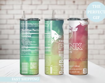 Multicolor Energy Drink Inspired 20oz Skinny Tumbler — Custom Drinkware with Reusable Straw