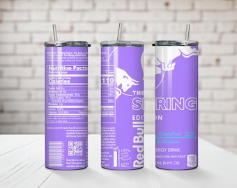 20oz Skinny Tumbler - Purple Energy Drink Inspired Cup -Custom Red Bull Style Drinkware