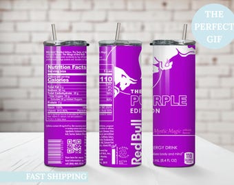 Purple Energy Drink Inspired 20oz Skinny Tumbler — Custom Drinkware with Reusable Straw