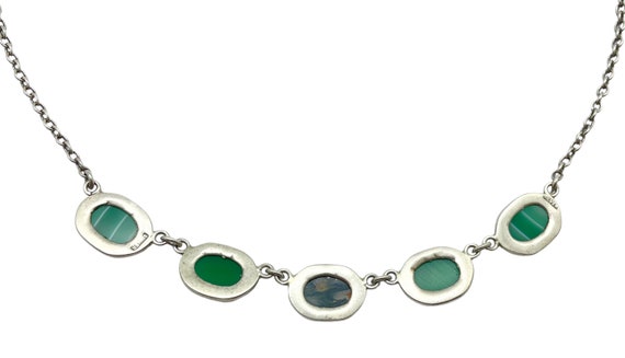 Antique Art Deco Sterling Silver Chrysoprase & Ag… - image 7