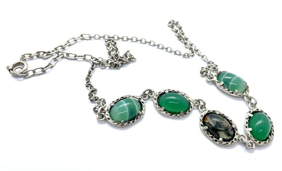 Antique Art Deco Sterling Silver Chrysoprase & Ag… - image 8