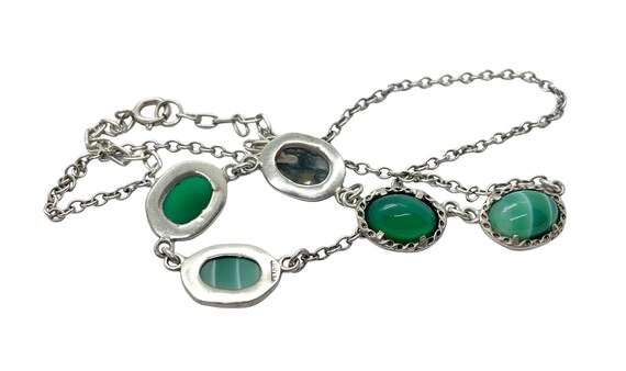 Antique Art Deco Sterling Silver Chrysoprase & Ag… - image 9