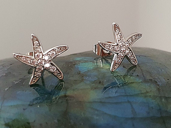 Boucles D'oreilles Enfant Dormeuses "étoile De Mer Bleue" - Bijoux