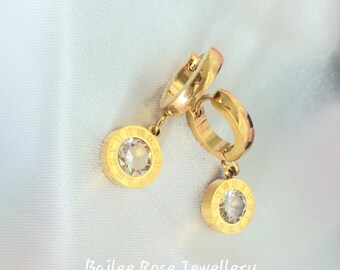 18K Roman numeral hoop earrings, 18K plated Gold earrings,gold hoops, earrings, hoops, designer earrings