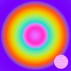 May include: A vibrant rainbow gradient circle with a pink center, set against a purple background. The text "DIGITAL DOWNLOAD LUMEN8NL" is in a white circle in the lower right corner.