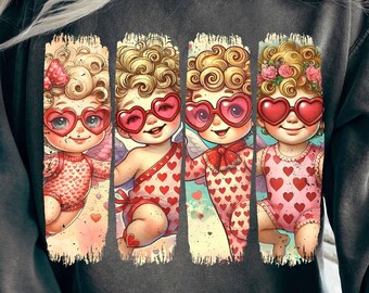 Retro cupido-coquettestrik png, retro valentijnsshirtontwerp, babycupido png, valentijnsdag png, valentijnsdag strik png