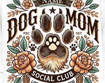 Dog Mom Social Club Png, Sublimation Design, Life Is Better With A Dog Png, Paw Png, Trendy Png, T-Shirt Design, Instant Download Png, DTF