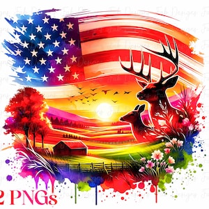 2 USA Big Buck PNG, Whitetail Deer PNG, Big Buck Digital Download, Deer Hunting, Hunting, Whitetail Buck, Deer Season, Hunting Design