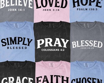 Christian PNG Bundle, Bible Verse Png, Faith Quote Png, Religious Scripture Png, Minimal Jesus Design, Blessed Grace Pray Believe Hope Png