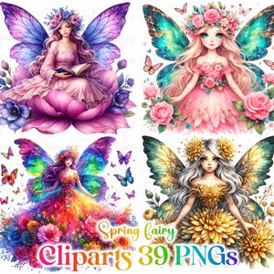 Frühlingsfee Clipart Bundle: Kommerzielle Nutzung (Digitaler Download PNGs)
