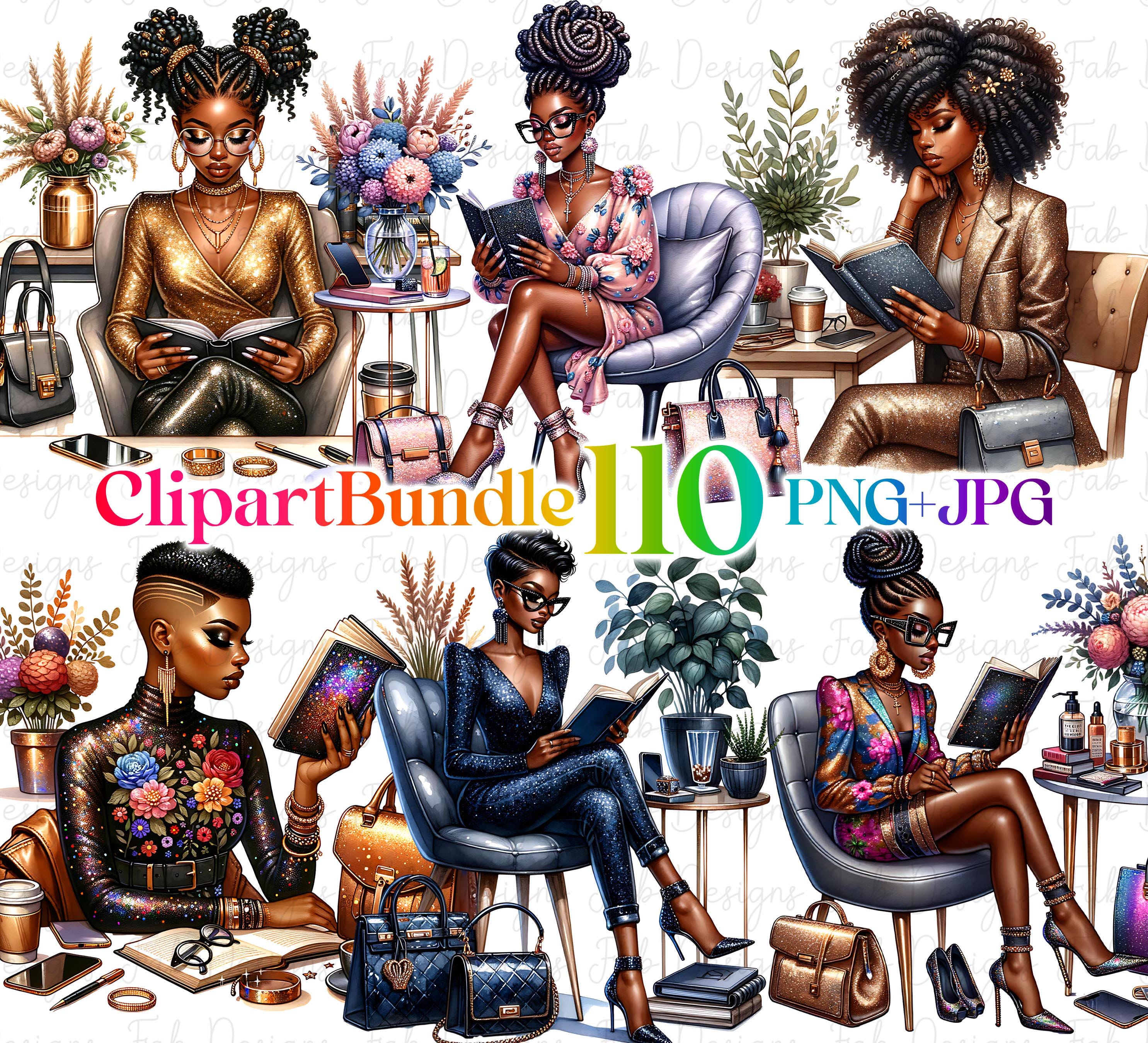 110 Black Girl Planner Art, Planner Girl, Black Girl Clipart,Planner Stickers, Boss girl Lady clipart, Journal Clip Art, Crafty Girl ClipArt