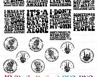 18 Snarky skulls bundle designs SVG, Adult humor svg, Sarcastic bundle svg, Funny skeleton bundle svg, skeleton svg, Sassy Bundle svg