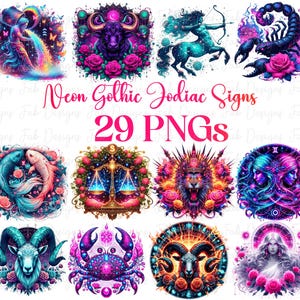 29 Zodiac png Bundle, Horoscope png, Astrologia clipart, znaki horoskopu, Fantasy Clipart, Celestial clipart, sublimacja zodiaku, zodiak png