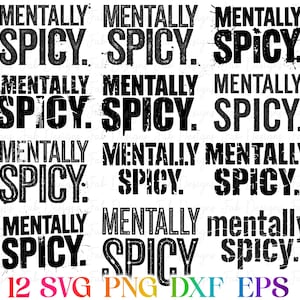 Mentally Spicy Typography Design: Retro 70s PNG (Digital Download)
