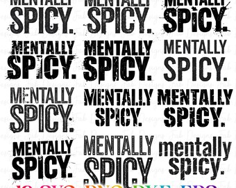Mentally Spicy Typography Design: Retro 70s PNG (Digital Download)