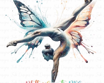 Colorful Iridescent Gymnast Png, Sublimation Design, Gymnastics Png, Rhythmic Gymnastics, T-Shirt Design, Digital Download Png, DTF Png