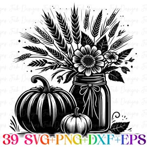 39 Halloween pumpa SVG-paket, Halloween svg, Thanksgiving, höst svg, png, svg-filer för Cricut, silhuett, sublimeringsdesign nedladdningar bild 4