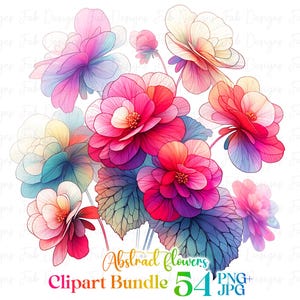 54 Abstract Flower design, Watercolor Floral pattern,Flowers Digital Paper, Flower PNG, Watercolor Flower Clipart, Wedding Clipart, Florals
