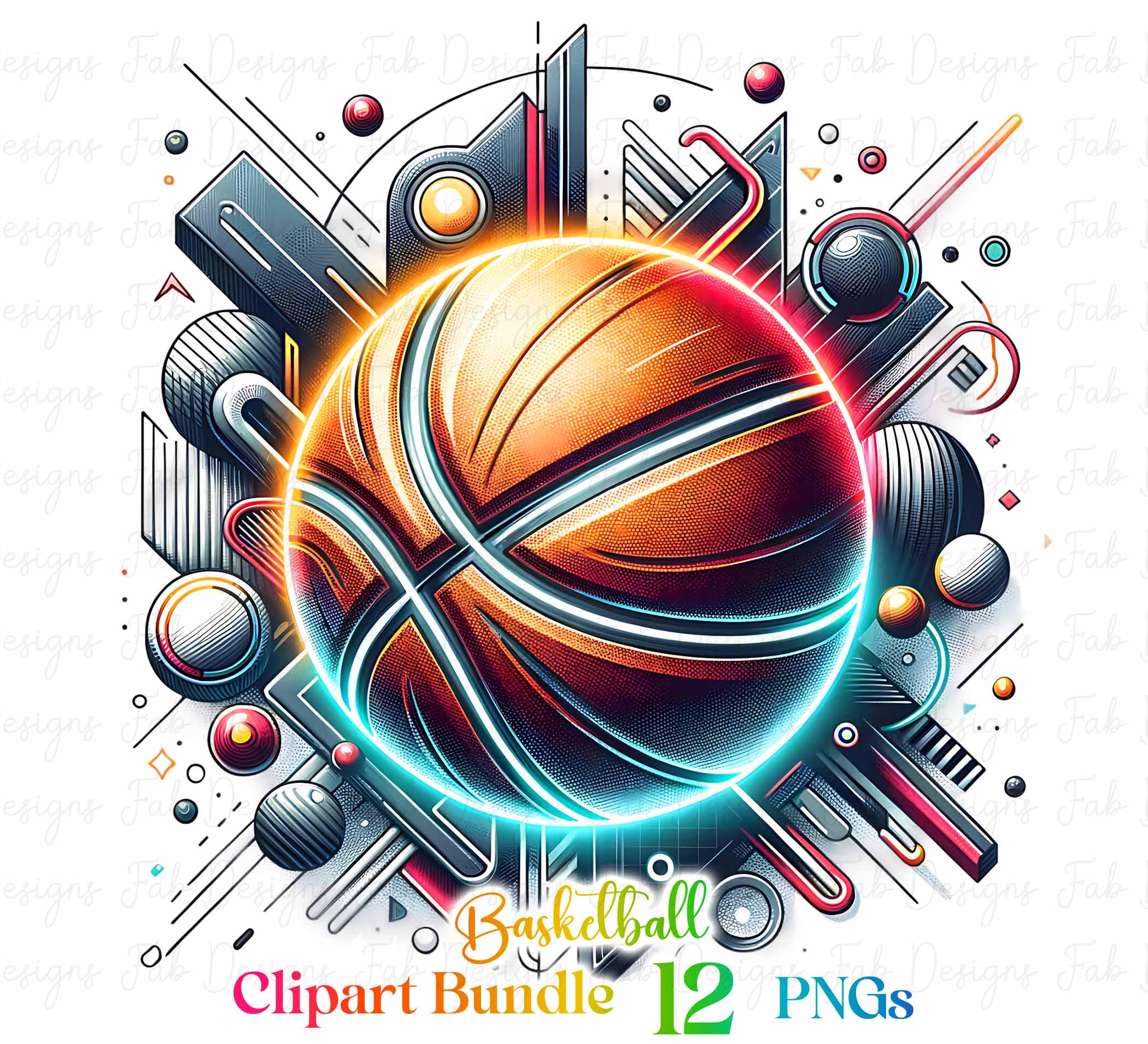 Watercolor Basketball Clipart: Sports Sublimation PNG Bundle (12 PNG ...