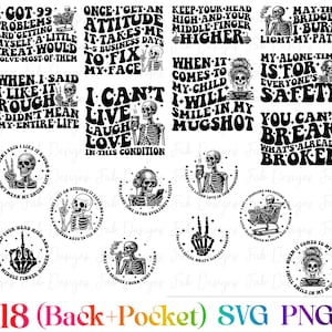 18 Snarky skulls bundle designs SVG, Adult humor svg, Sarcastic bundle svg, Funny skeleton bundle svg, skeleton svg, Sassy Bundle svg