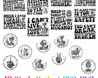18 Snarky skulls bundle designs SVG, Adult humor svg, Sarcastic bundle svg, Funny skeleton bundle svg, skeleton svg, Sassy Bundle svg