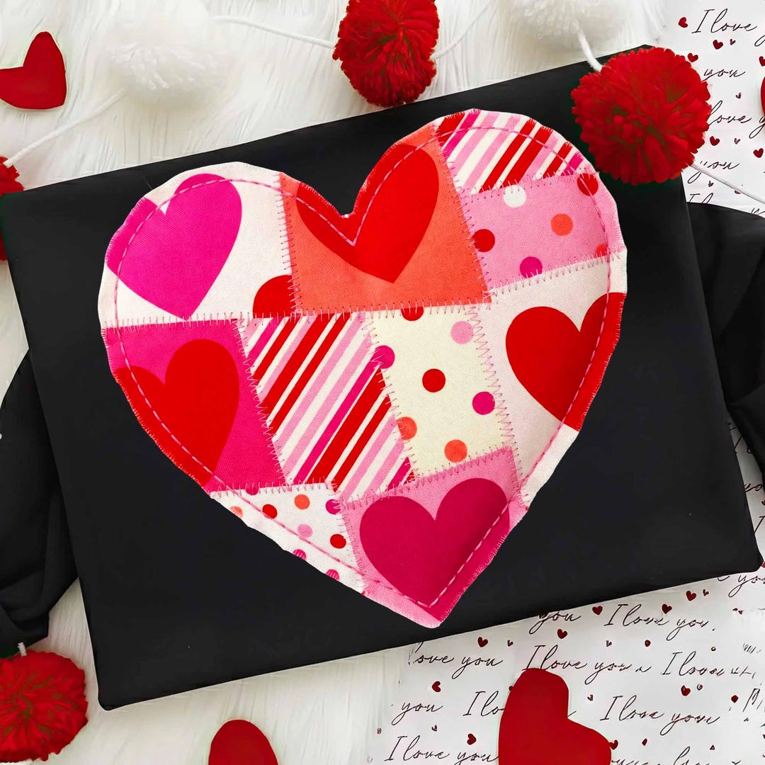 Valentine Heart Patchwork Png, Trendy Valentine Png, Valentine's Day ...