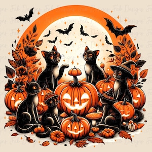 Black Cat Pumpkin Png, Ghots Cat Png, Retro halloween Png, Gothic Png, Black Cat Png, Fall Png, Halloween Cat Mama Shirt, Autumn Png