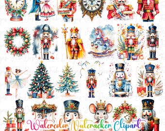 Nutcrackers Watercolor Clipart Bundle - PNG Christmas Nutcracker Images,Festive Holiday Graphics,Instant Digital Download,Commercial Use
