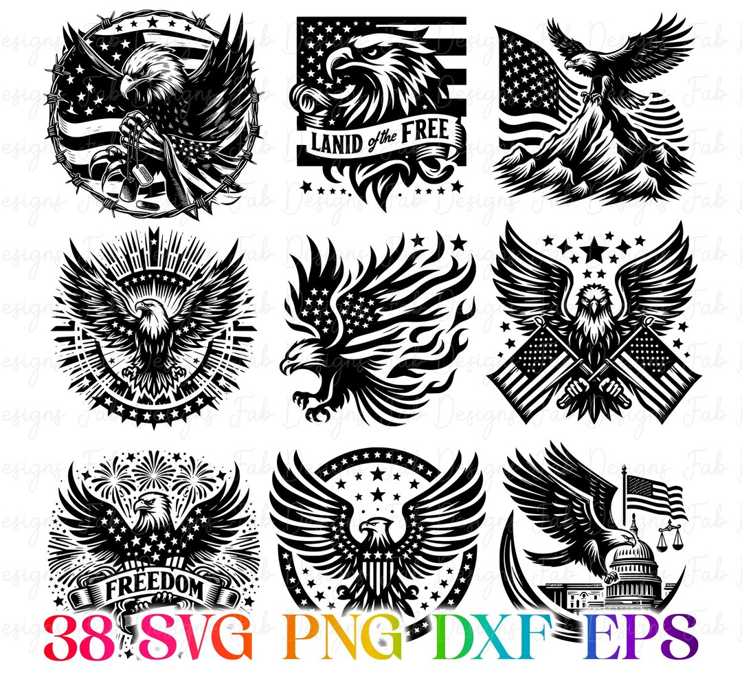 40 American Flag Eagle SVG, 4th of July SVG Bundle, Patriotic SVG ...