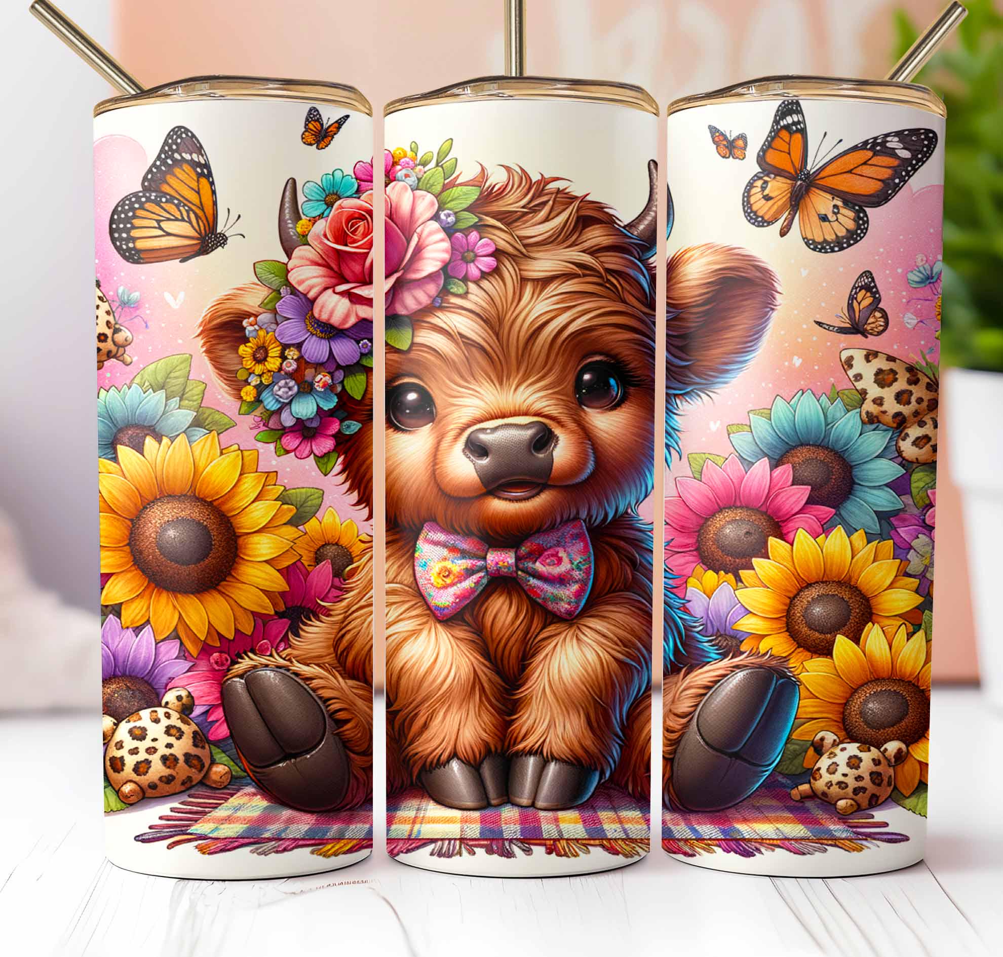Highland Cow Bundle Tumbler Wrap 20oz Skinny Sublimation Bundle Tumbler ...