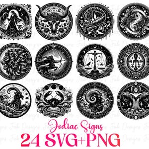 24 Zodiac Svg Bundle, Horoscope Svg, Astrology Signs svg, Zodiac Symbols Svg, Gemini Svg, Aries Svg Virgo Svg Libra Svg Svg Files For Cricut
