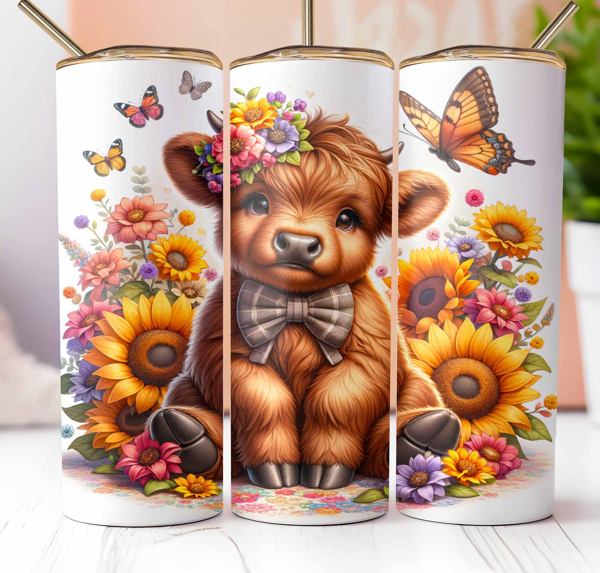 Highland Cow Bundle Tumbler Wrap 20oz Skinny Sublimation Bundle Tumbler ...