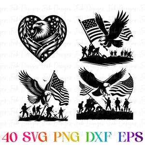 40 American Flag Eagle SVG, 4th of July SVG Bundle, Patriotic SVG ...