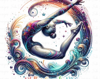 Iridescent Rhythmic Gymnastics PNG: Colorful Design (Digital Download)