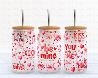 Romantische Glasdosenverpackung: Be Mine XOXO Design (Digitaler Download)