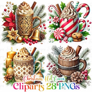 Winter Hot Cocoa Clipart: Xmas Sweets, Cozy Graphics (Digital Download, 15 PNGs