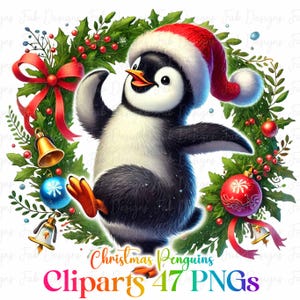 Winter Penguin Clipart PNG and JPG, Christmas Penguin Clipart,Christmas clipart,Penguin clipart,Digital Download,Commercial USe