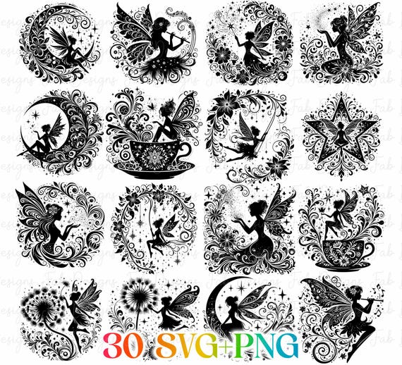 Fairy Silhouette Bundle: 30 Vector Designs for Cricut (Digital Download)