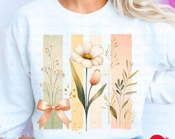 Spring Wildflowers png, Floral Brushstrokes Design, Spring Flowers, Summer png, Digital Download, PNG File, Sublimation and DTF Design