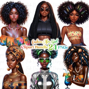 24 Fashionable Black girl clipart bundle,Fashionable Girl Graphics,afro girl clipart,denim girl clipart t,beautiful girl clipart black girl