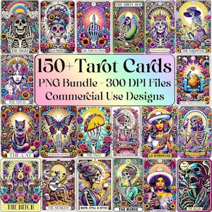 150+ Funny Tarot Card PNG Bundle, Sarcastic Sweary Skeleton Skull, Snarky Witchy Tarot, Trendy Sublimation Design, Adult Humor Sarcasm PNG